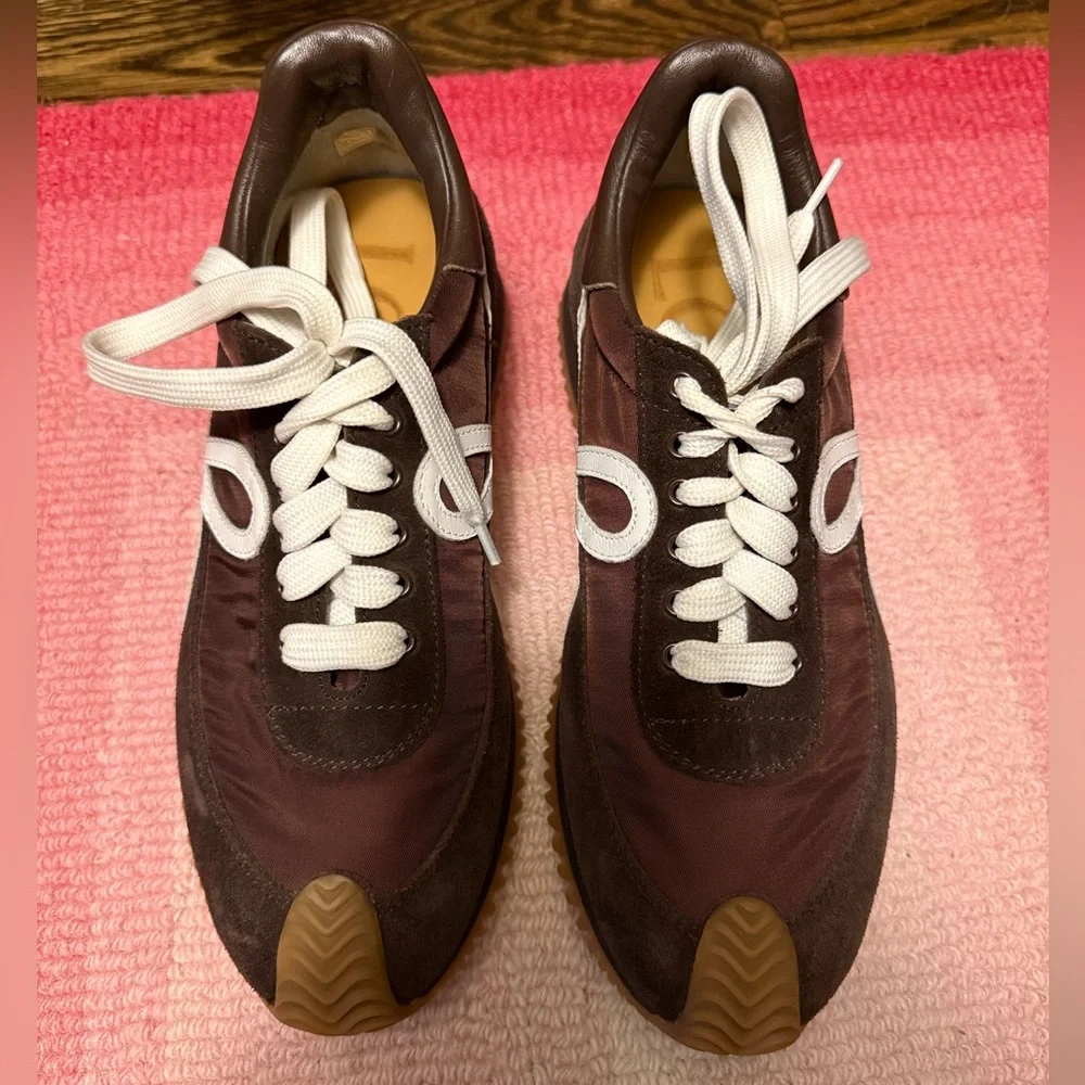 Loewe Flow Runner Nylon and Suede Sneakers in Chocolate Brown ‘Shitake Mushroom’ - Picture 14 of 16